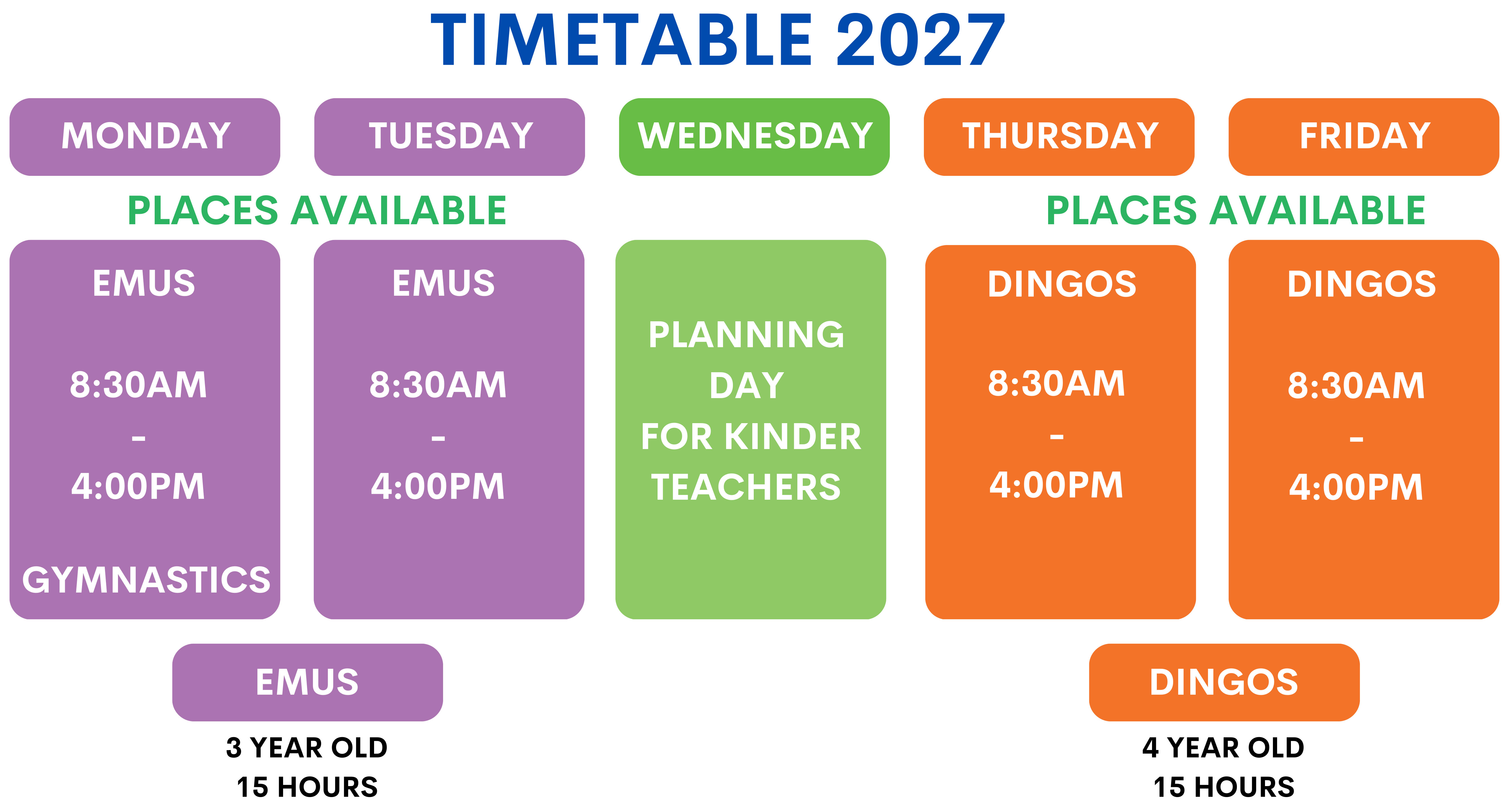 Collard's Childcare & Kindergarten - Mill Park - Free Kindy Timetable